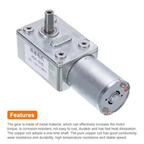 MECCANIXITY DC 12V High Torque Turbine Worm Geared Motor with 6mm Shaft 11RPM Geared Motor Gear Box Reduction Motor for Boat, Car, Fan, Home Appliance - style: 11 RPM
