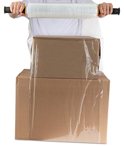 Modern Innovations Clear Stretch Wrap Roll Bundle - (2) 15" Rolls, (2) 5" Rolls, (2) Handles,(4000 Feet) Shrink Wrap for Moving, Packing Supplies for Wrapping Furniture, Plastic Pallet Cling - size: 4 Count