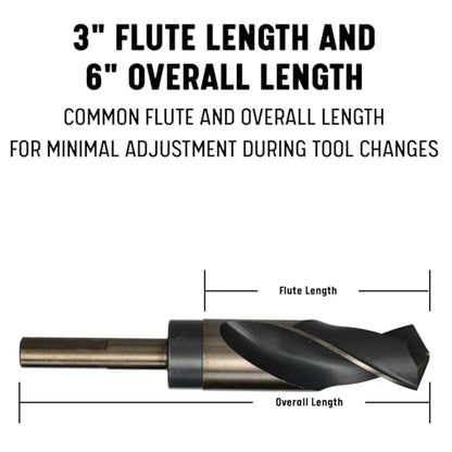 Drill America - KFDRSD1-1/8 1-1/8" Reduced Shank High Speed Steel Black & Gold KFD Drill Bit with 1/2" Shank, KFD Series - size: 1-1/8", style: 1/2" Shank