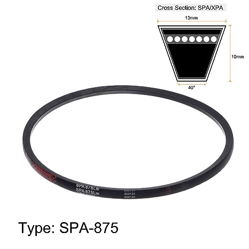 HARFINGTON SPA-875 V-Belts Drive Belt 875mm Pitch Girth 13mm Width 10mm Height Rubber for Power Transmission - size: 875mm