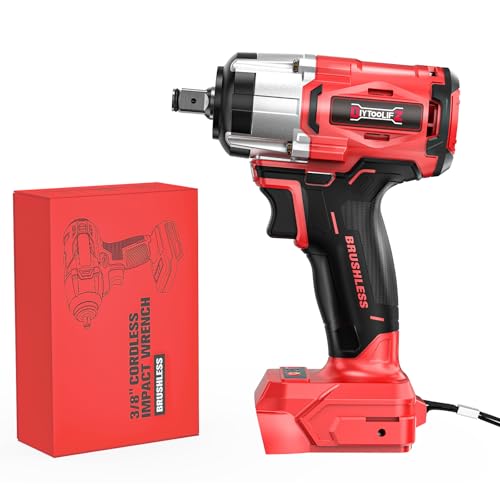 DIYtoolifz Cordless Impact Wrench 1/2" Compatible with Milwaukee 18v Battery (Bare Tool), 300 FT-LBS Brushless Impact Driver, Portable Electric Impact Gun with LED Work Light, 3-Speed Control - color: Black
