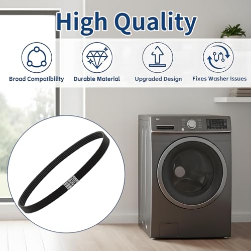 WH01X27538 Washer Drive Belt Replacement for GE/Hotpoint Washing Machines Parts AP6328256, PS12299369, 4587903, 290D1101P005, Industrial V-Belt Washer Motor Replacement Accessories (1 Pack) (darkish) - color: darkish