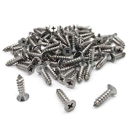 5 x 20mm Screw, Flat Head, Phillips Drive, Self Drilling, 304 Stainless Steel Drywall Wood Screws 100Pcs - size: 5 x 20mm