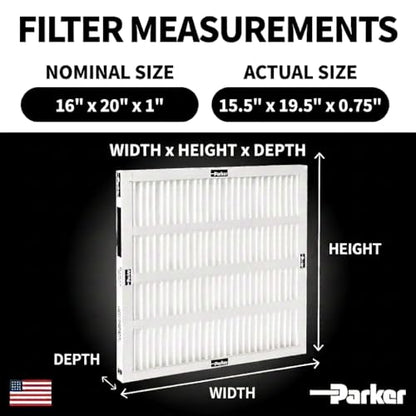 Parker 16x20x1 MERV 8 Xtreme Plus Pleated HVAC Air Filter. 6 Pack - style: 16 x 20 x 1