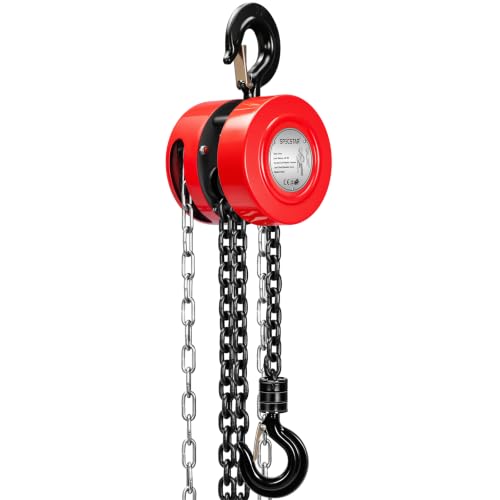 SPECSTAR Hand Chain Hoist 1 Ton 2200 Lbs Capacity 10 Feet with 2 Hooks - color: Red, size: 1 Ton