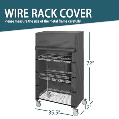 Kitchen Shelving Rack Cover, Fits 35.5"x12"x72" Cookhouse Shelving - color: Black, size: 35.5"W x 12"D x 72"H