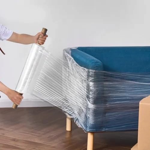 The Boxery 20" x 1000' -1 Roll Cast Stretch Wrap with Handles – 60 Gauge Clear Film – Extended Core Hand Wrap for Smooth, Quiet, Heavy-Duty Wrapping