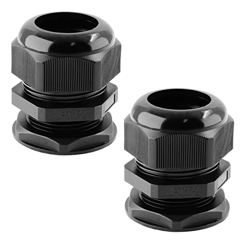 2 Pack 1-1/4" NPT Cable Glands, 24-32mm - color: Black, size: 1-1/4"-2PCS