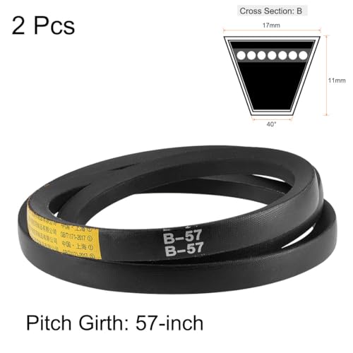 uxcell B57 V-Belts 57" Pitch Length, B-Section Rubber Drive Belt 2pcs - size: 57"