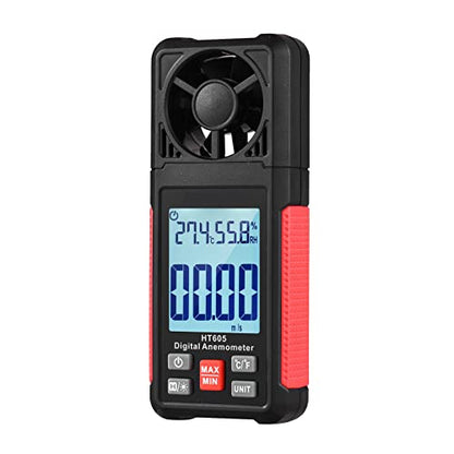 HT605 Digital Anemometer, Handheld Wind Gauges Wind Speed Meter with Big Backlight LCD Screen, Air Flow Meter for Sailing Surfing Drone Flying RC Plane Golf Shooting HVAC