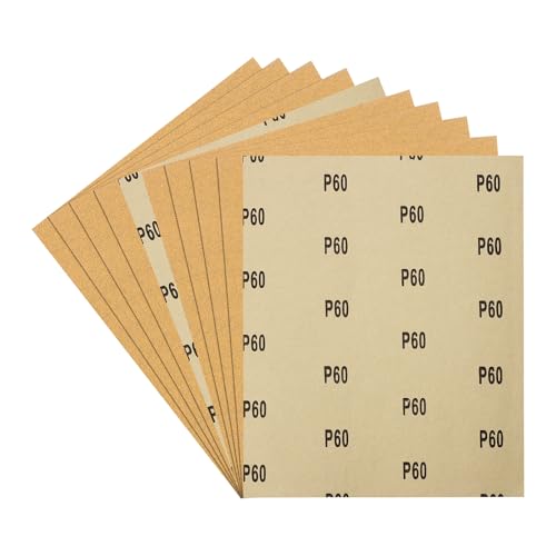 10Pcs Sand Paper 9x11Inch 60Grit Aluminum Oxide Sandpaper Sheets - size: 9 x 11 Inch x 60 Grits