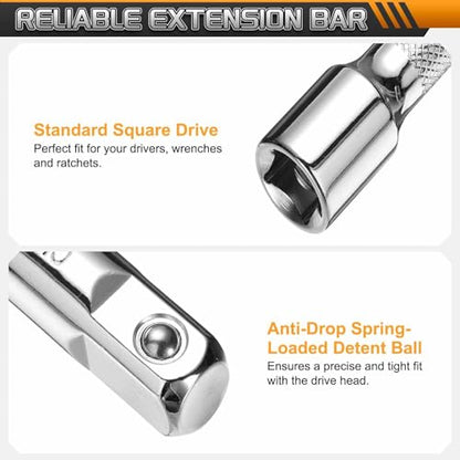HARFINGTON 1pcs Socket Extension Bar 1/2" Drive 5" Long Extension Bars - size: 1/2" x 5"