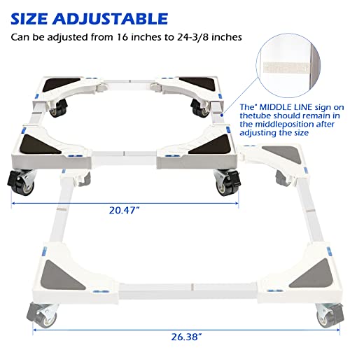 Nefish Furniture Dolly Adjustable Mini Fridge Stand Dolly Cart with 4 Lockable Wheels Washing Machine Stand Mobile Roller Universal Mobile Base Stand for Washer Dryer Refrigerator - color: White