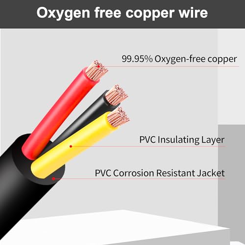 14 Gauge Wire 3 Conductor,14 AWG Electrical Wire Stranded PVC Cord Oxygen-Free Copper Cable,26FT 3 Core Pure Copper Flexible Cable Wire for LED Lamp Lighting Strips Automotive (14AWG-3C, 26FT)… - size: 26FT, style: 14AWG-3C