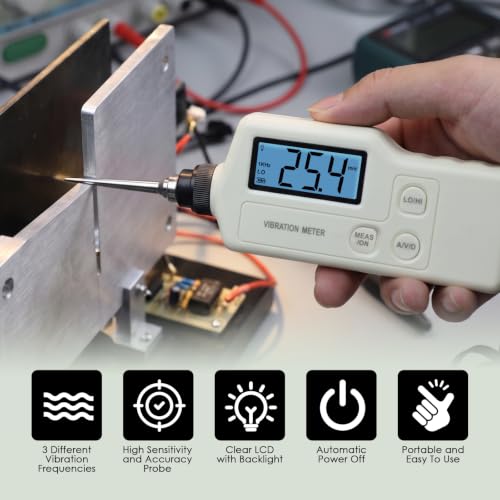 Handheld Digital Vibration Meter Tester, High-Precision Piezoelectric Vibrometer Analyzer for Acceleration, Velocity & Displacement Measurement, Dual Frequency Mode (10Hz–15kHz)