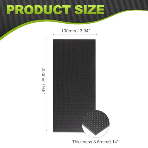 MECCANIXITY 3K Carbon Fiber Plate Panel Sheets, 100 x 250 x 3.5mm Carbon Fiber Board Plate Glossy Laminate Plain Weave Panel Sheets Flexible for RC Aircraft, Model Car, Auto Parts - size: 100 x 250 x 3.5mm/3.94 x 9.8 x 0.1 inches