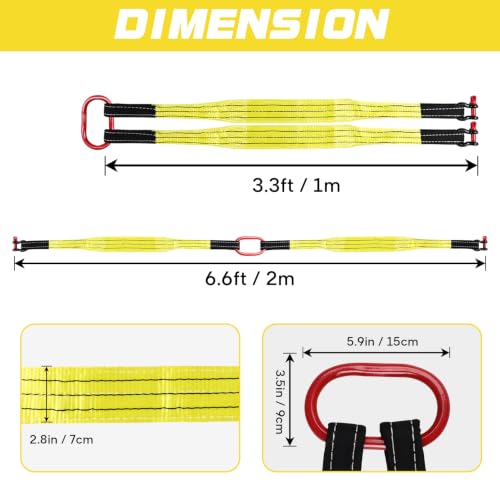 2 PCS Heavy Duty Lifting Slings Straps with D Ring Shackle