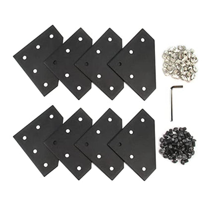 8PCS Corner Bracket Plate Outside Joining Plate for 3030 Series Aluminum Profile 3D Printer Frame (L-Black-3030) - style: L-Black-3030