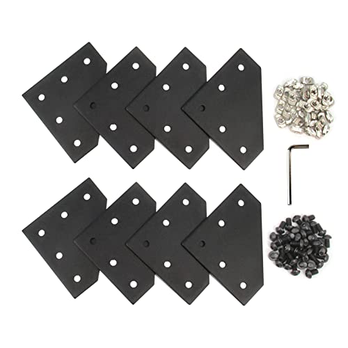 8PCS Corner Bracket Plate Outside Joining Plate for 3030 Series Aluminum Profile 3D Printer Frame (L-Black-3030) - style: L-Black-3030