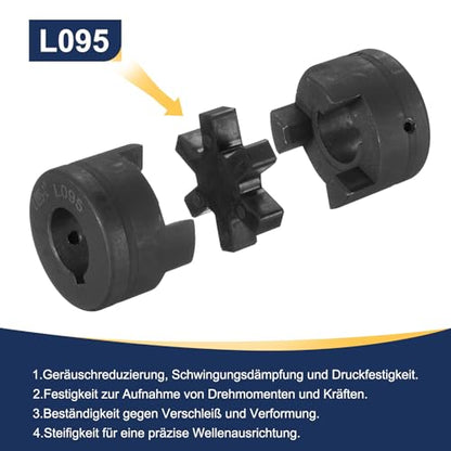 uxcell 1" L095 Flexible 3-Piece L-Jaw Coupling Coupler Set - size: 1 "
