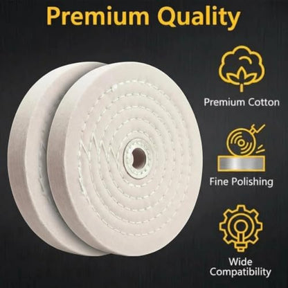 2 Pcs 6" Extra Thick Cotton Buffing Wheel, 5/8" Arbor Hole - style: 6 In Buffing Wheel(2 Pcs White)
