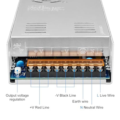 inShareplus 24V 25A 600W LED Power Supply, AC 100-240V to DC 24 Volt Regulated Switching Converter, Low Voltage Transformer for Strip Lights, Lighting Modules and 24V Devices - style: 24V 600W