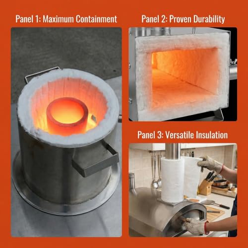 2 Pcs Ceramic Fiber Insulation Blanket 24"x15.7"x1.18", 2700°F Fireproof - color: 24'' x15.7'' x1.18'' /2 Piece