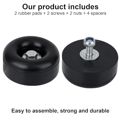 4pcs Trailer Ramp Door Rubber Bumpers, 2.5in Round Bump Truck Cargo Stops with Screws Nuts Spacers, Rubber Pads for Shock Absorption Replacement Parts Accessories