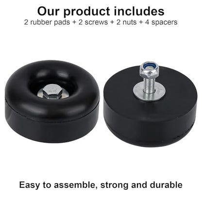 4pcs Trailer Ramp Door Rubber Bumpers, 2.5in Round Bump Truck Cargo Stops with Screws Nuts Spacers, Rubber Pads for Shock Absorption Replacement Parts Accessories