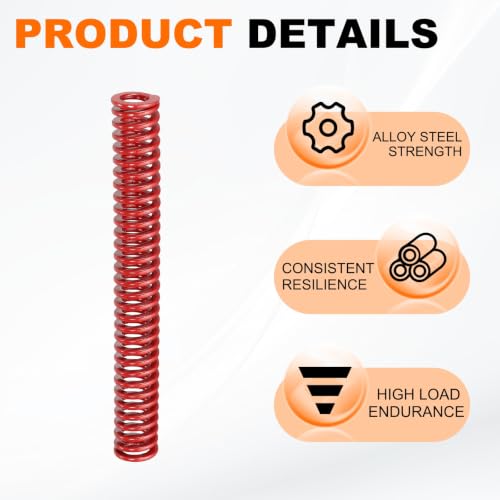 HARFINGTON 2pcs Die Spring 1/2" OD x 4" Free Length SMH2016, Red - size: 1/2" OD x 4" Free Length