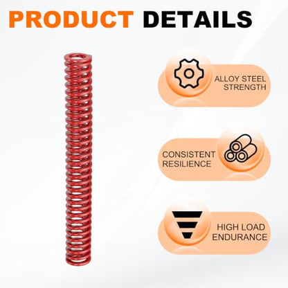 HARFINGTON 2pcs Die Spring 1/2" OD x 4" Free Length SMH2016, Red - size: 1/2" OD x 4" Free Length