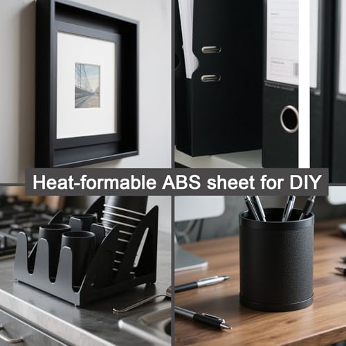 ABS Plastic Sheet 1/8 Inch Thick - 3PACK 12" x 12" Black Rigid ABS Board Impact Resistant Heat Moldable ABS Plastic Panel for Industrial DIY Projects, Home Decor, Handicrafts - (Frosted & Smooth) - size: 12x12x1/8 inch