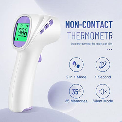 Forehead Thermometer for Adults and Kids, Non Contact, 1s Result (Purple) - color: Purple