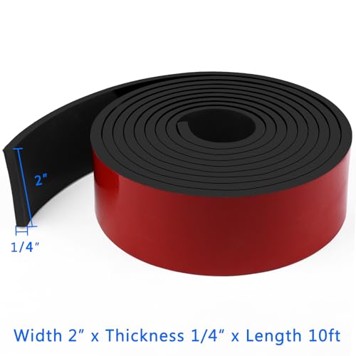 WochiTV Adhesive Solid Rubber Strips, 2" Wide x 1/4" Thick x 120" Long Self Stick Black Neoprene Rubber Rolls Perfect for DIY Insulation Cushion Gasket, Sealing, Liner, Weather Striping - size: 2" W X 120" L, style: 1/4" Thick Adhesive