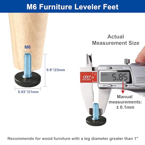 8 PCS M6 Adjustable Furniture Levelers Screw Threaded Leveling Feet Glides