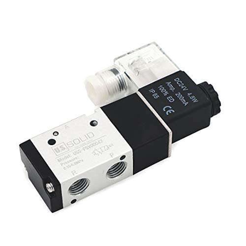 U.S. Solid 1/4 inch NPT 3-Way 2-Position Pneumatic Solenoid Valve DC 24V Aluminum Alloy Normally Closed Pilot Operated