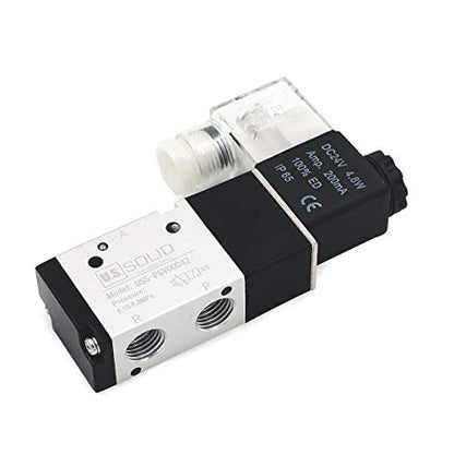 U.S. Solid 1/4 inch NPT 3-Way 2-Position Pneumatic Solenoid Valve DC 24V Aluminum Alloy Normally Closed Pilot Operated