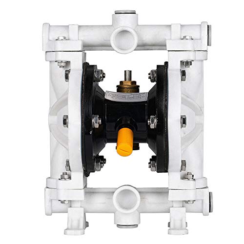 Polypropylene Air-Operated Double Diaphragm Pump with PTFE Diaphragms Max 100psi 13 GPM Pneumatic Double Diaphragm Pump for Chemical and Industrial Fluids Use (1/2 inch Inlet/Outlet)