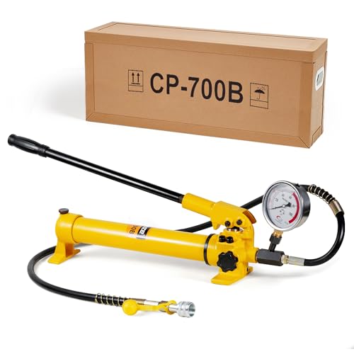 Hydraulic Hand Pump CP-700 High Pressure Portable Manual Hydraulic Pump Hydraulic Lifting Cylinder Jack Pump with Pressure Oil Gauge - size: CP-700 with oil gauge