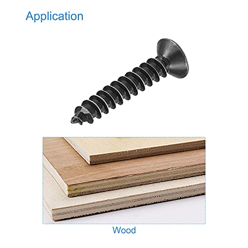 uxcell M3.5 x 20mm Wood Screws Phillips Flat Head Carbon Steel Self Tapping Screws Black 200pcs - size: M3.5 x 20mm