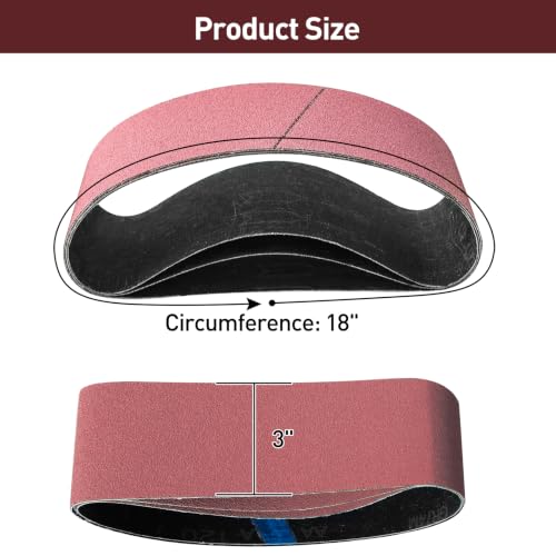 3" x 18" Sanding Belts for Belt Sander, Assorted Grits 12 Pcs (3 Each of 80 120 150 240), Aluminum Oxide Sanding Belts for Woodworking Metal Polishing Knife Sharpening - size: 3" x 18"
