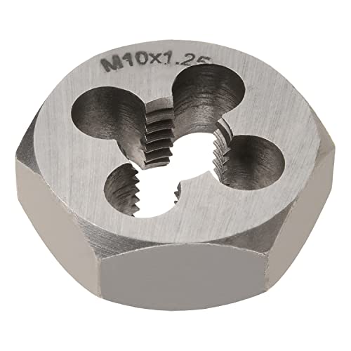 Utoolmart Hex Rethreading Die, M10 x 1.25 Pitch, Carbon Steel Thread Die, Hex Rethreading Die Machine Thread Die, Hexagon Taper Pipe Die, 1 Pcs - size: M10×1.25 Fine Teeth