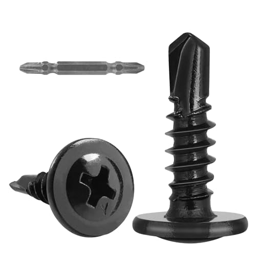 VGBUY 210Pcs #8 x 5/8" Self Drilling Screws for Metal,410 Stainless Steel Black Zinc Plated,Self Tapping Sheet Metal Screws,Modified Truss Head - color: Black Modified Truss Head, size: #8 x 5/8 inch