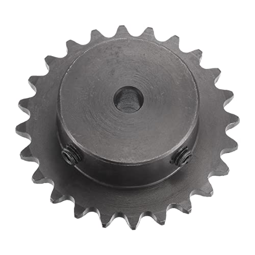 uxcell 24 Tooth Roller Sprocket B Type, #25 Chain, Single Strand 1/4" Pitch, 6mm Bore Black Oxide C45 Carbon Steel with Set Screws for ISO 04C - size: 6mm