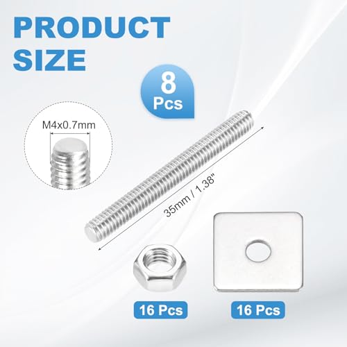 MECCANIXITY 8Set M4x35mm Fully Threaded Rod Threaded Rods Bar Studs - size: M4x35mm