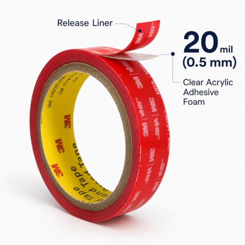 3M Double Sided Tape Heavy Duty Thin 1/4’’×10Ft Made with 3M vhb Clear 4905 - size: 1/4''×10Ft
