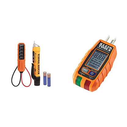 Klein Tools NCVT3PKIT Electrical Test Kit, Dual-Range Non-Contact Voltage Tester & RT250 GFCI Receptacle Tester with LCD Display, for Standard 3-Wire 120V Electrical Outlets - style: NCVT Kit + Receptacle Tester