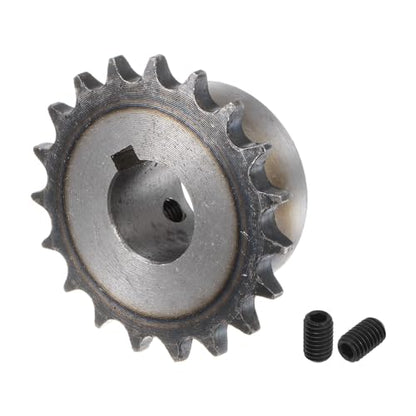uxcell ISO/DIN 06B-1 Roller Chain Sprocket B Type 20mm Bore, 3/8" Pitch, A3-Steel Single Strand Roller Sprocket Hardened 19 Tooth