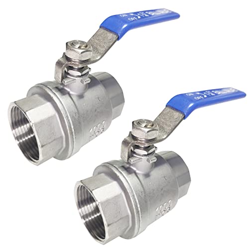 2PCS 1-1/4" Full Port Ball Valves 316 Stainless Steel NPT Female Thread Ball Valve for Water, Oil, and Gas - size: 2-pack x 1-1/4 Inch