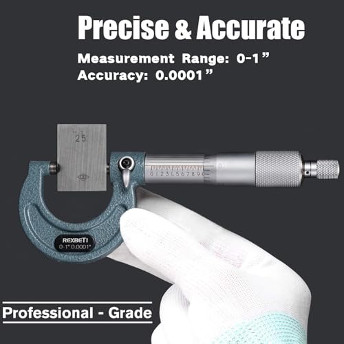 REXBETI Outside Micrometer, Ultra-Precision Carbide Tipped Measuring Tool - size: 0-6" Range